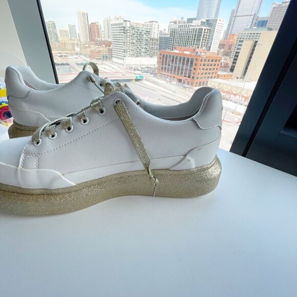 Vintage Havana EST 1964 Tara Sparkly White Leather Platform Sneakers Size 10 - Picture 8 of 9